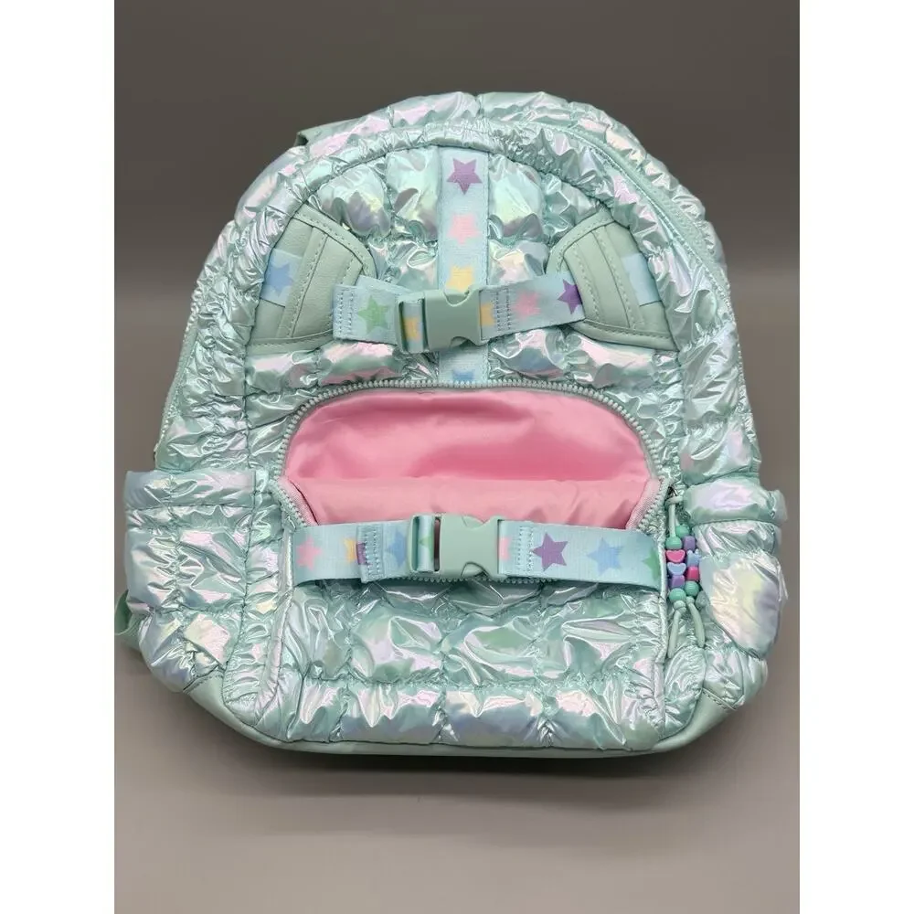 Miss Gwen OMG Iridescent Puffer Backpack Pastel Stars Girls Kids New